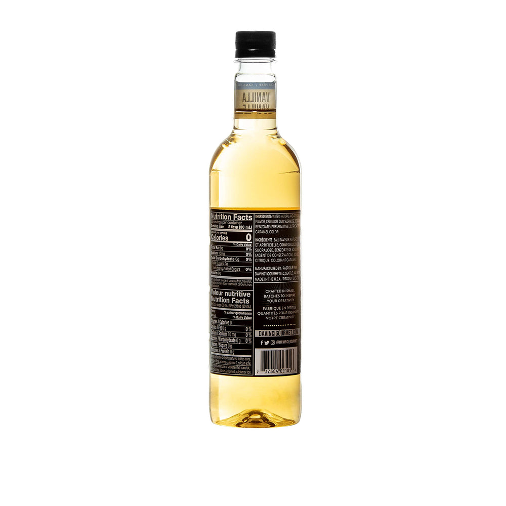 Close pour of DaVinci Gourmet Sugar Free Vanilla Syrup ideal for iced beverages