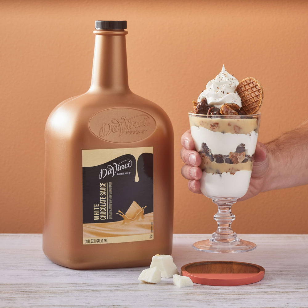 DaVinci Gourmet White Chocolate Sauce milkshake addition boosts flavor with creaminess.