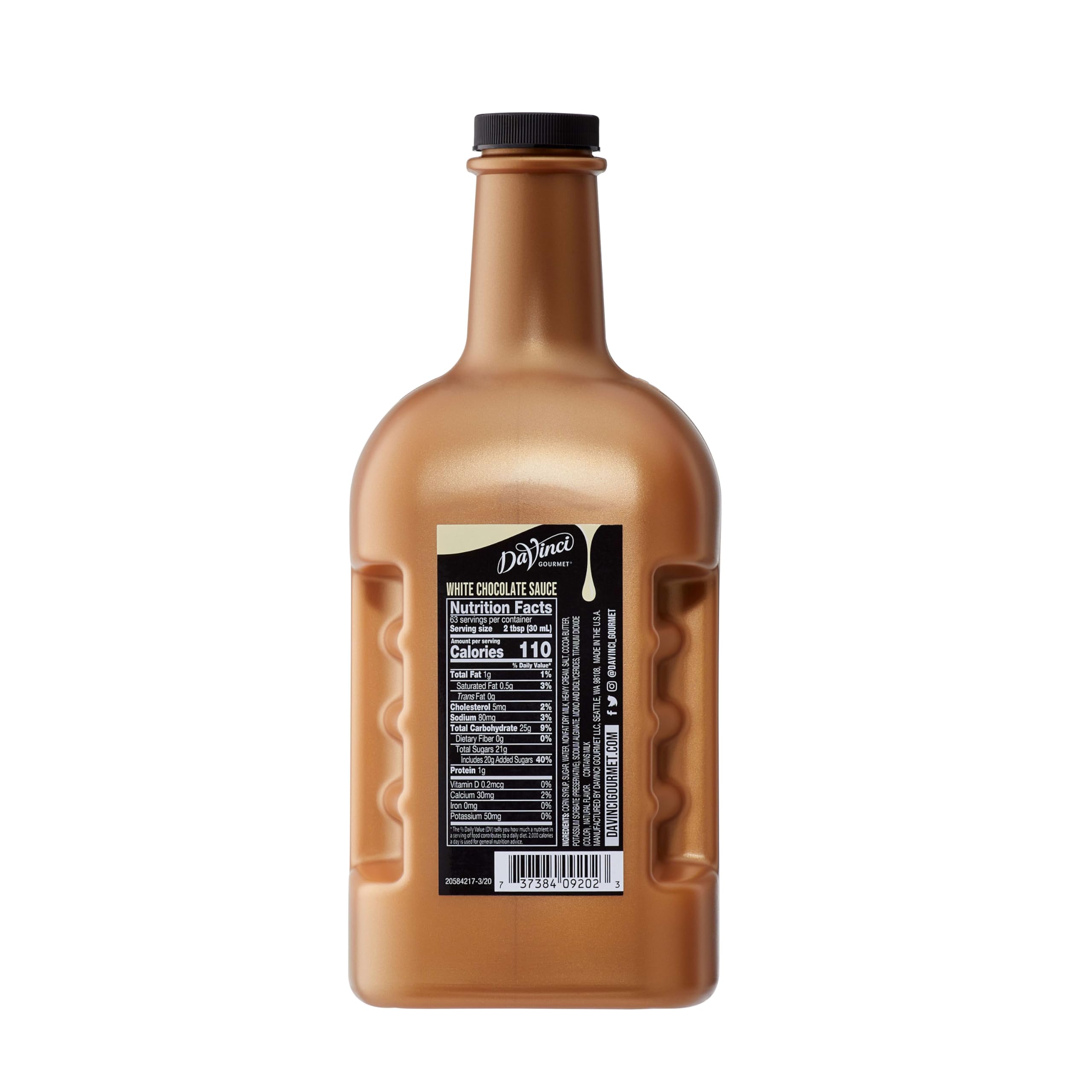 DaVinci Gourmet White Chocolate Sauce being poured for smooth flavor