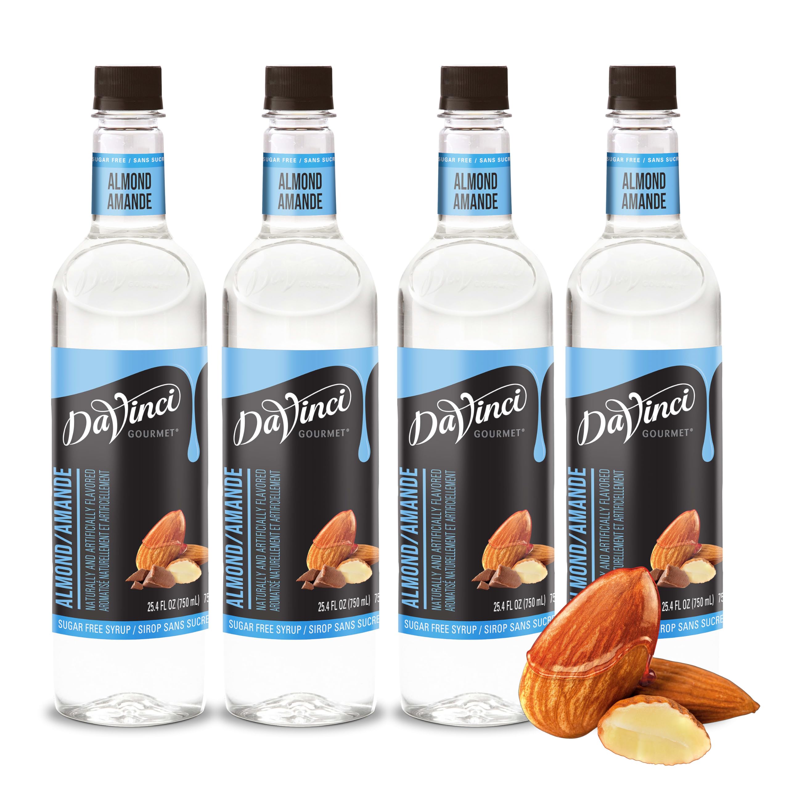 DaVinci Gourmet Sugar-Free Almond Syrup bottle with rich almond flavor, no sugar.