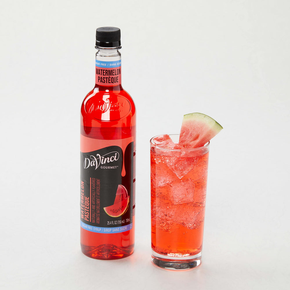 DaVinci Sugar-Free Watermelon Syrup milkshake splash boosts flavor.