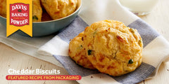 Davis baking powder resealable canister edge for easy storage.