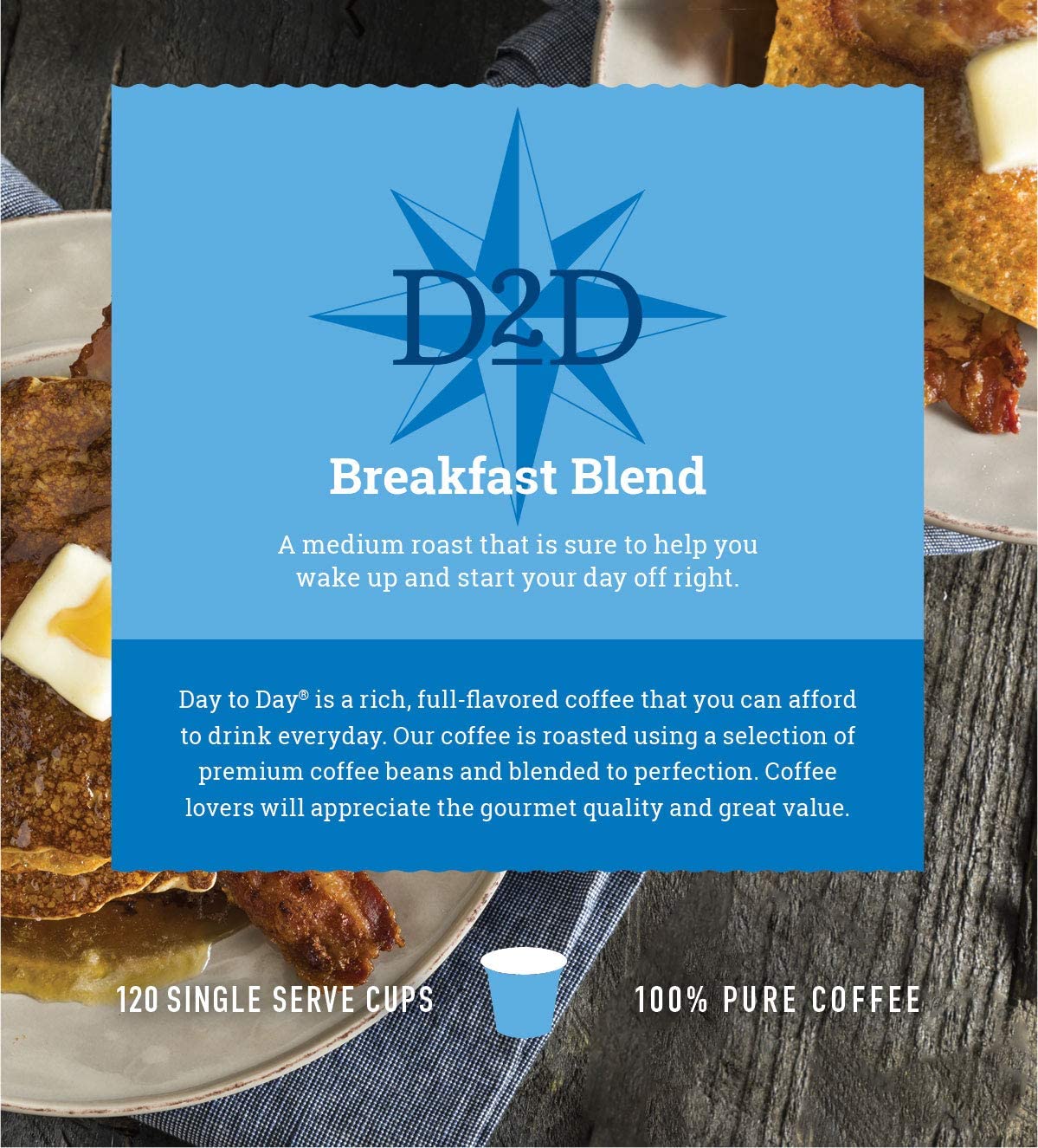 Day To Day Coffee Breakfast Blend aids a steady morning routine.
