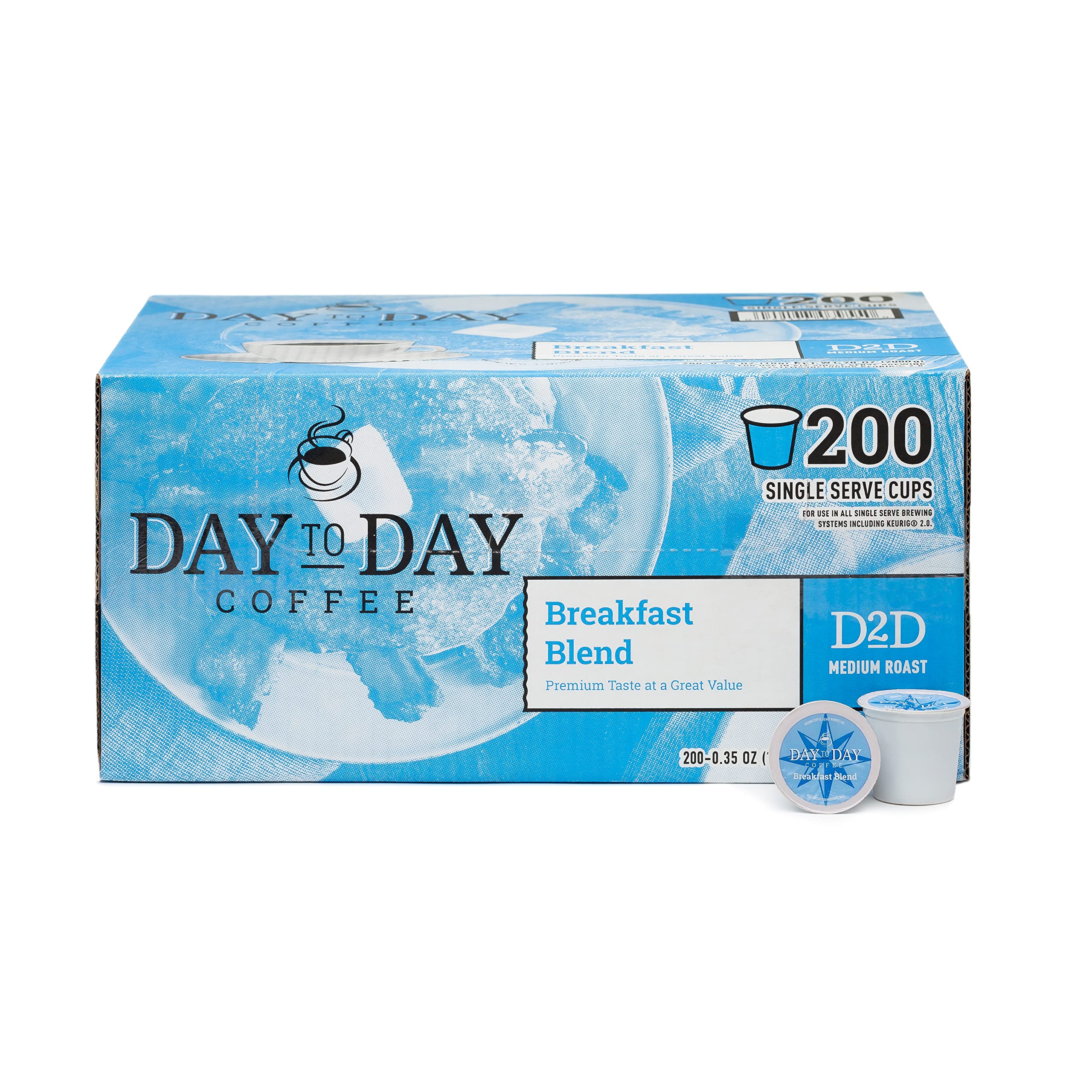Day To Day Coffee Breakfast Blend pod shows bright, easy morning flavor.