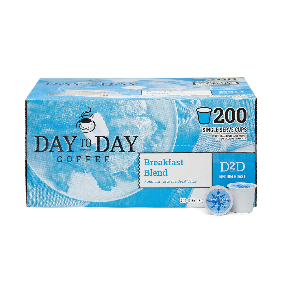 Day To Day Coffee Breakfast Blend pod shows bright, easy morning flavor.