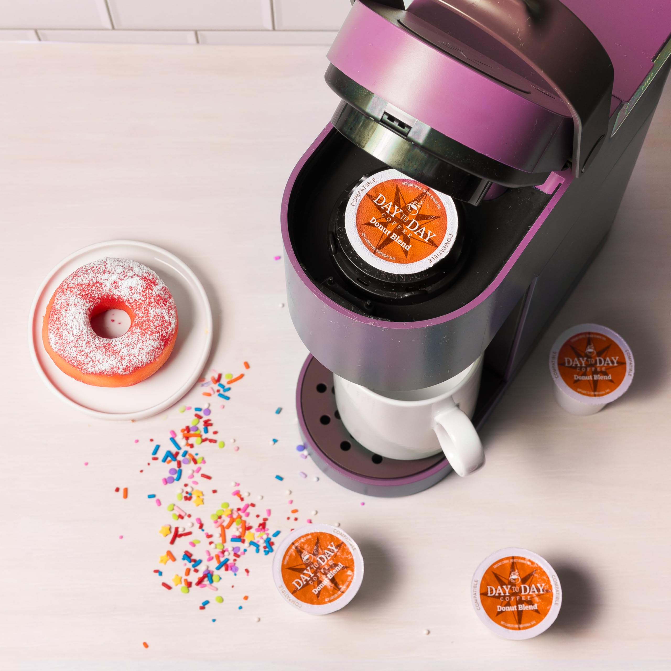 Day To Day Coffee Donut Blend is Keurig-compatible for quick, reliable brewing.