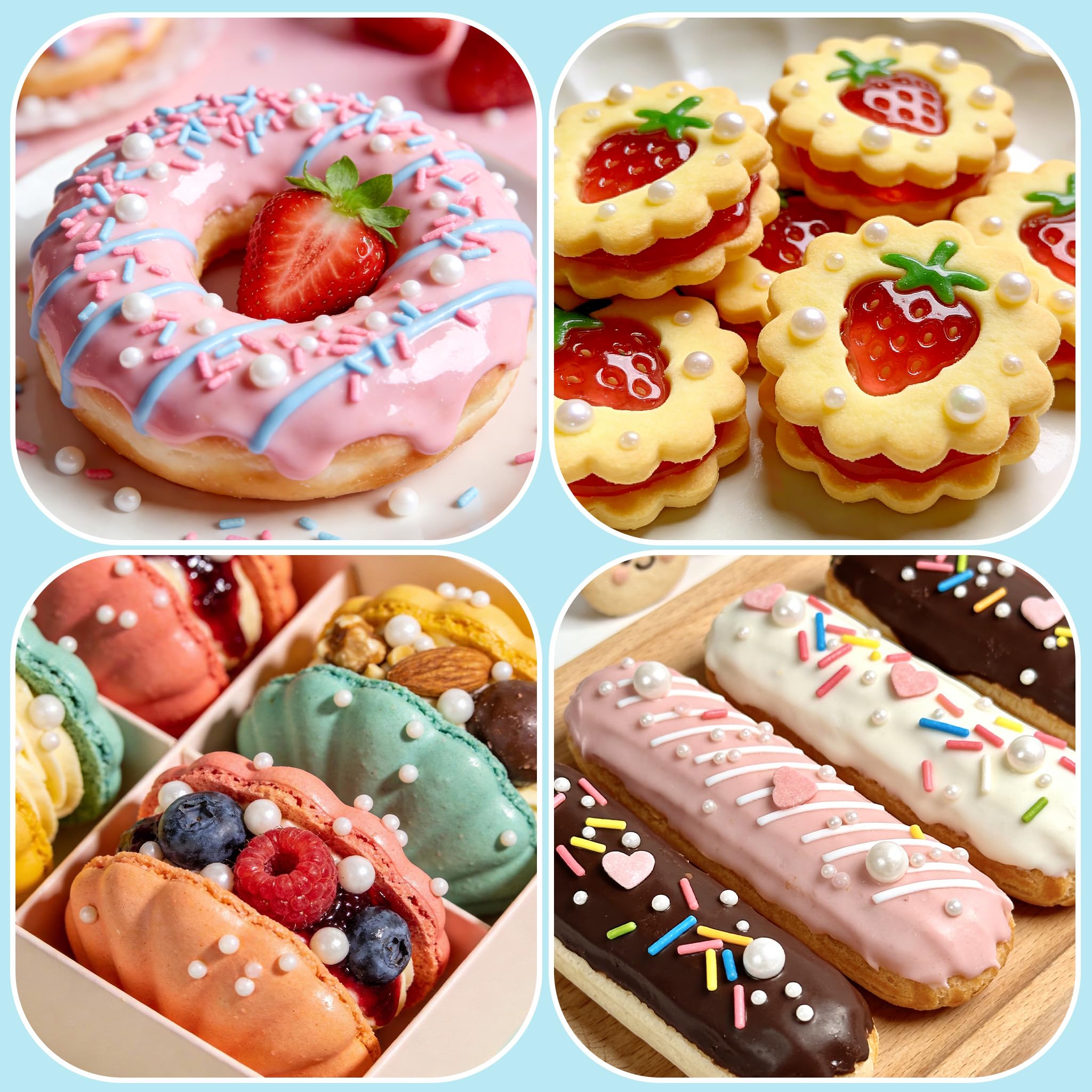 Dazzjoy cookies decorated with white pearl sprinkles for a classy finish.