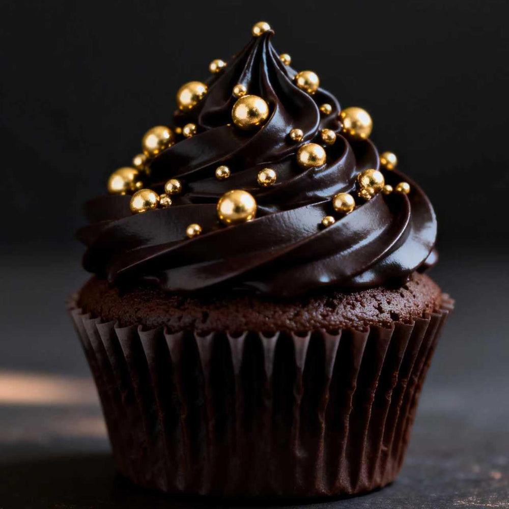 Dazzjoy Gold Pearl Sugar Sprinkles on cupcakes brightens treats with gold pearls