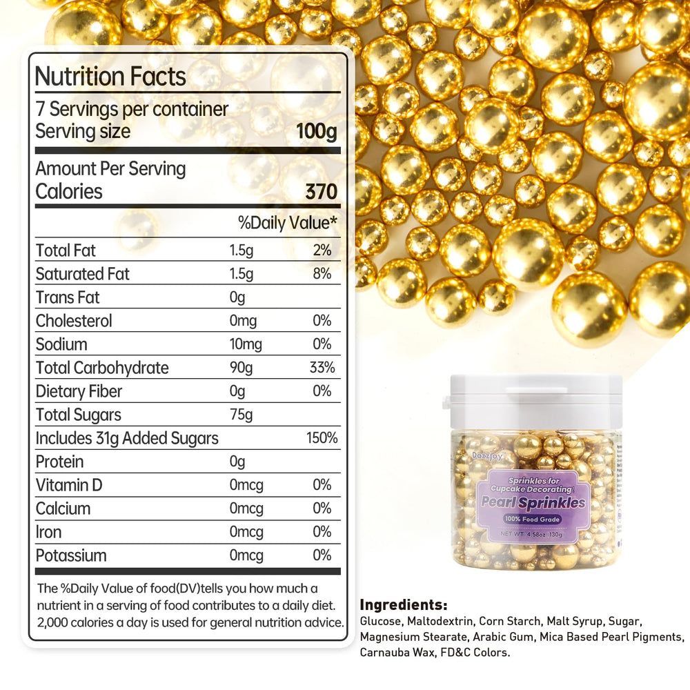 Dazzjoy Gold Pearl Sugar Sprinkles on cake adds festive shine for celebrations