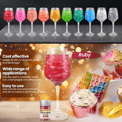 Dazzjoy red shimmer edible glitter on cupcakes and cookies enhances dessert visuals.