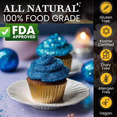 Dazzle Dust blue edible glitter enhances drinks with a sparkling finish.