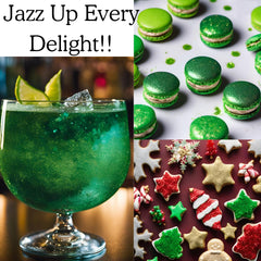 Dazzle Dust green glitter accents icing with a glossy finish.