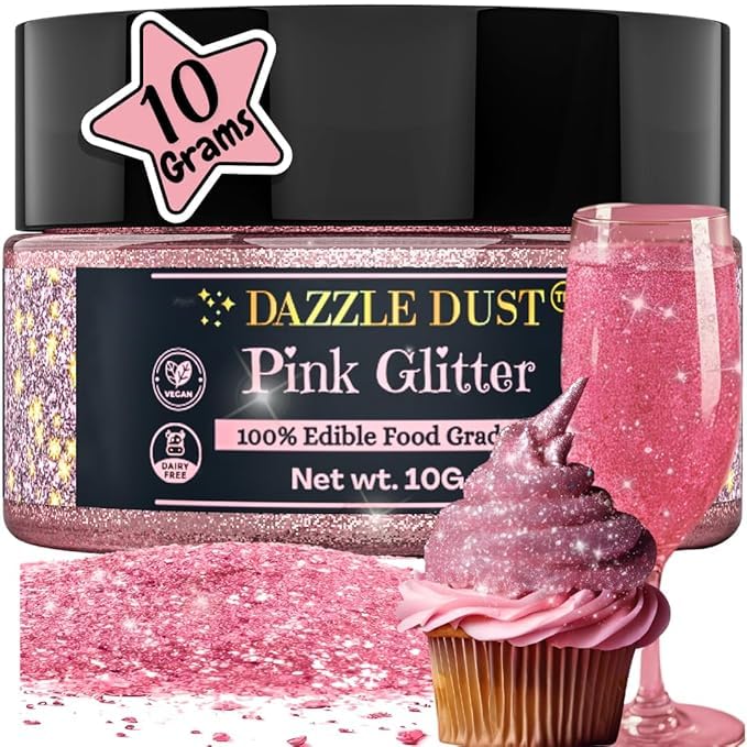Dazzle Dust pink cake decor glitter adds vibrant shimmer to cakes and cupcakes.