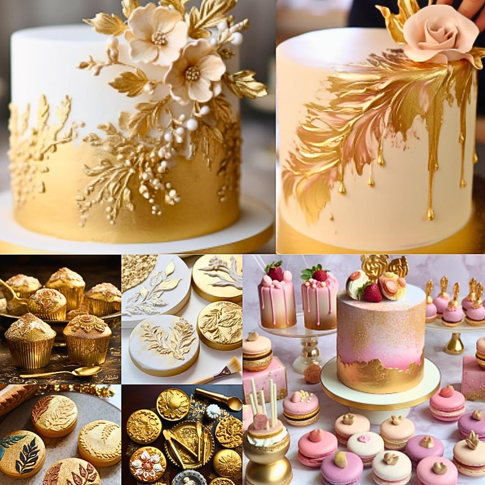DAZZLE DUST gold glitter accents cake and desserts beautifully.