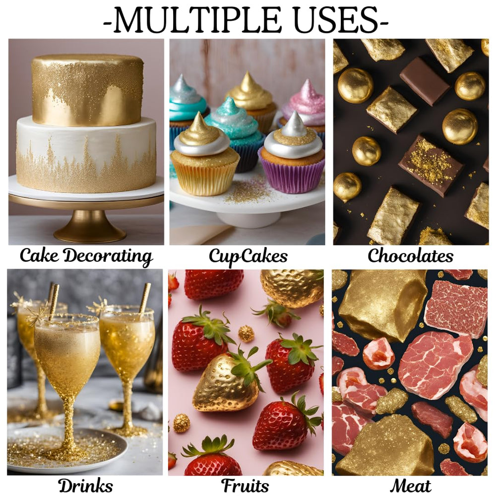 DAZZLE DUST gold glitter provides a luxurious lustre finish for desserts.
