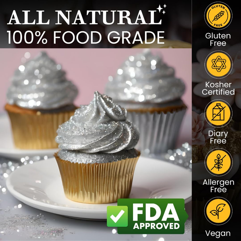 Dazzle Dust Silver cake decorating shimmer for standout desserts