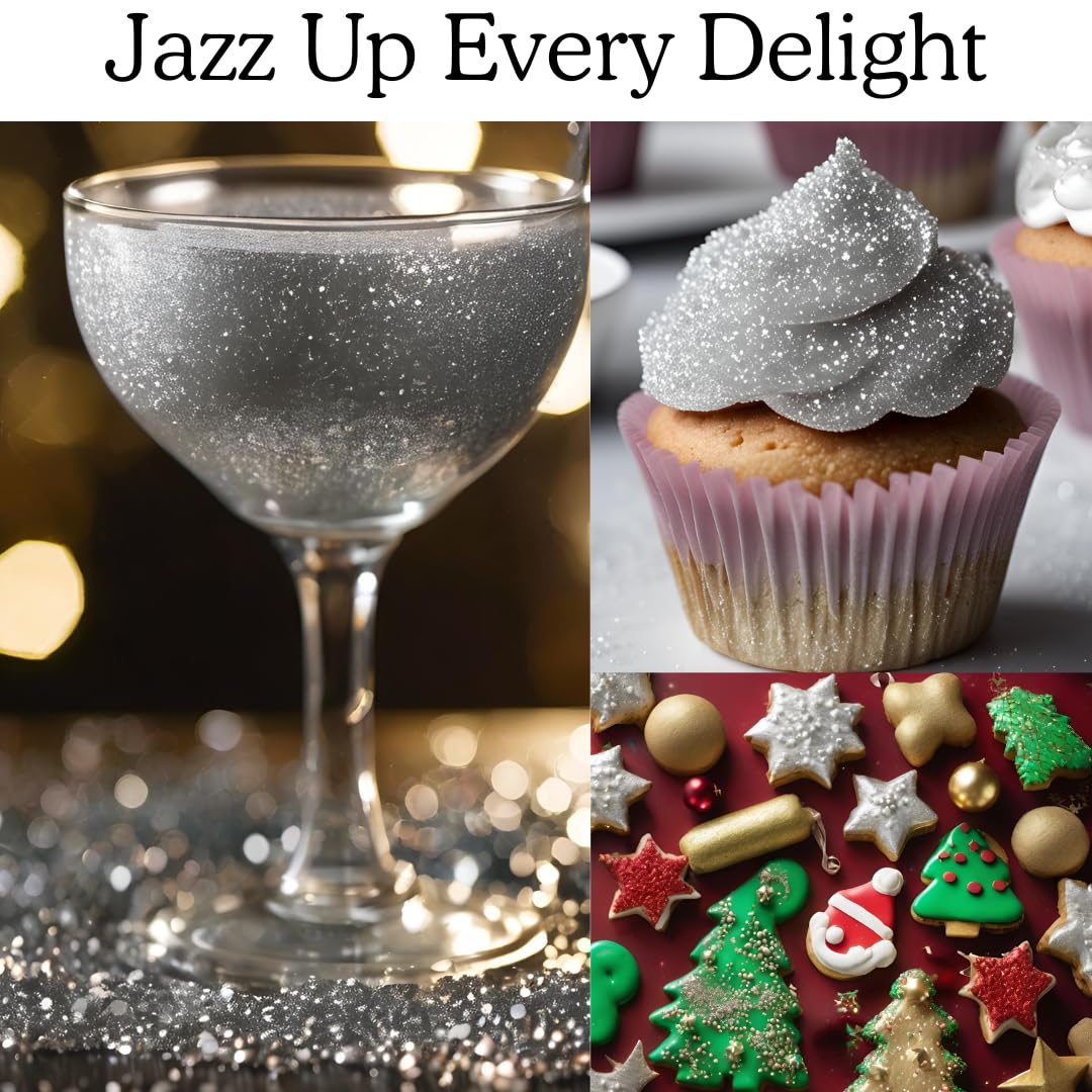Dazzle Dust Silver drink sparkle for festive beverages