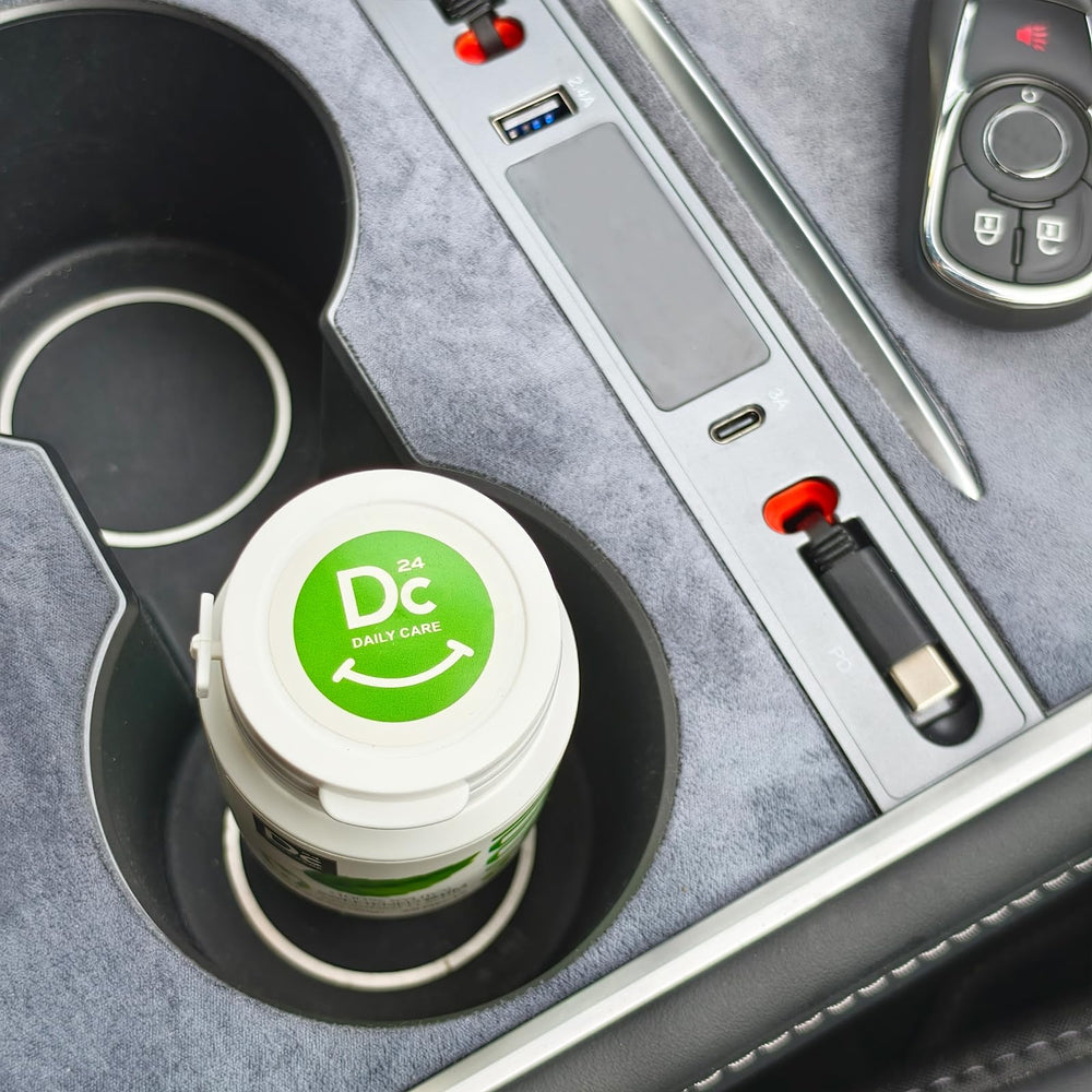 DC24 Daily Care after-meal chew shot demonstrates convenient chewing gum