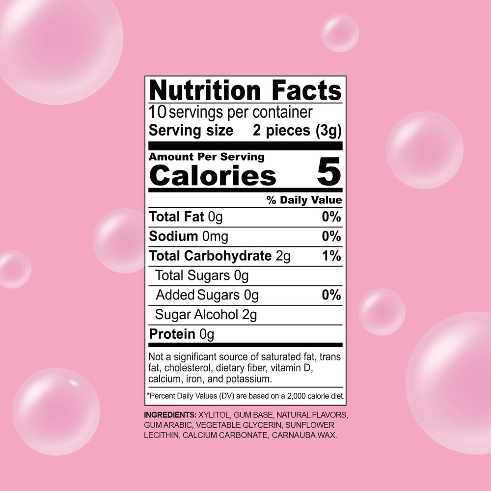 DC24 Daily Care bubblegum gum closeup highlights natural flavor and sugar-free enjoyment