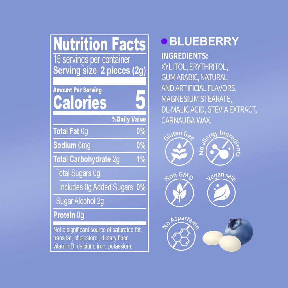 DC24 Daily Care mints close-up, showing glossy surface and sugar-free, low-calorie appeal.