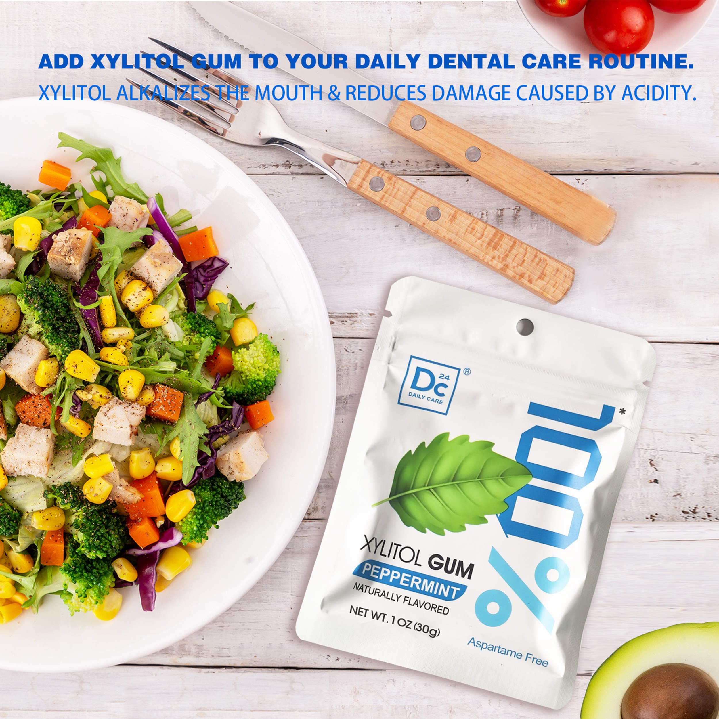 DC24 Daily Care sugar-free gum with natural flavors