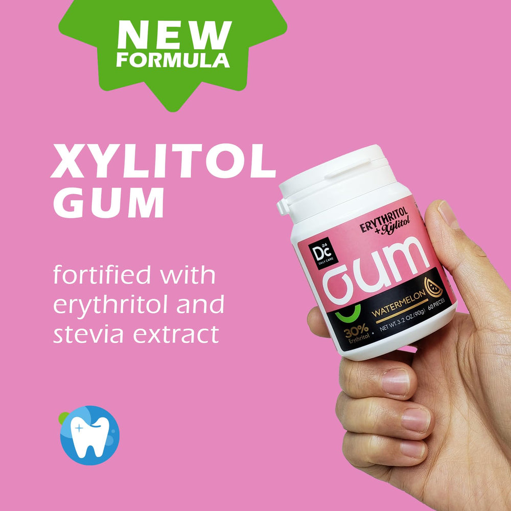 DC24 Daily Care Watermelon ingredients panel presents erythritol and xylitol