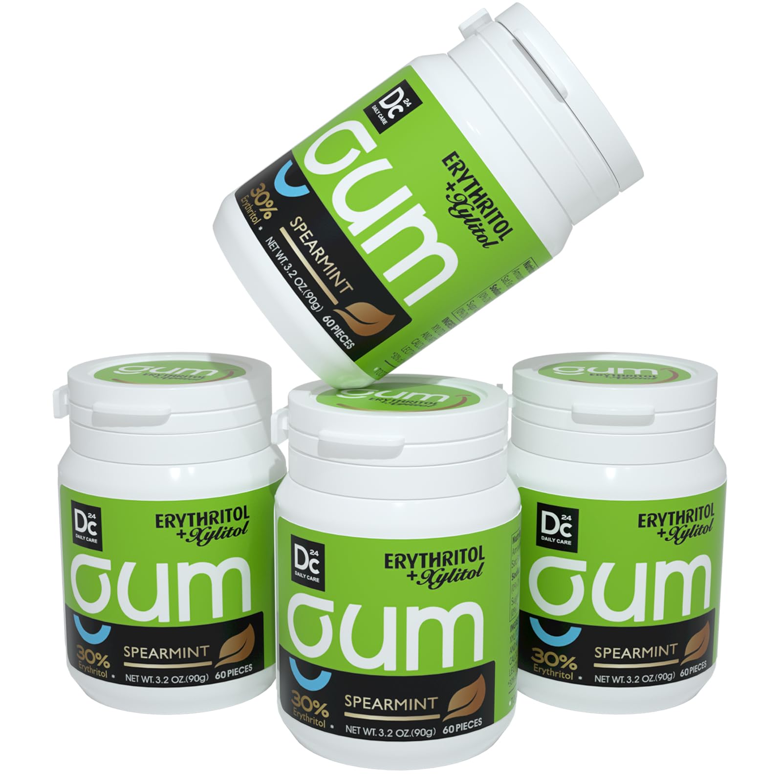 DC24 DAILY CARE Xylitol gum bottle on-the-go freshness.
