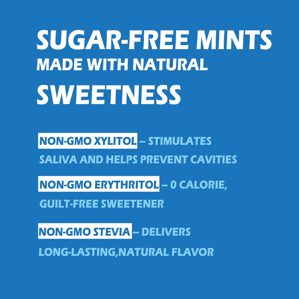 DC24 DAILY CARE Xylitol Mints one-gram piece emphasizes precise mint size for daily use.