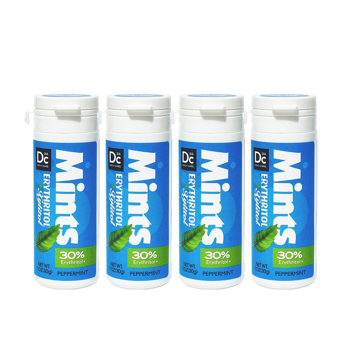 DC24 Daily Care Xylitol Mints pack with four tubes for on-the-go freshness