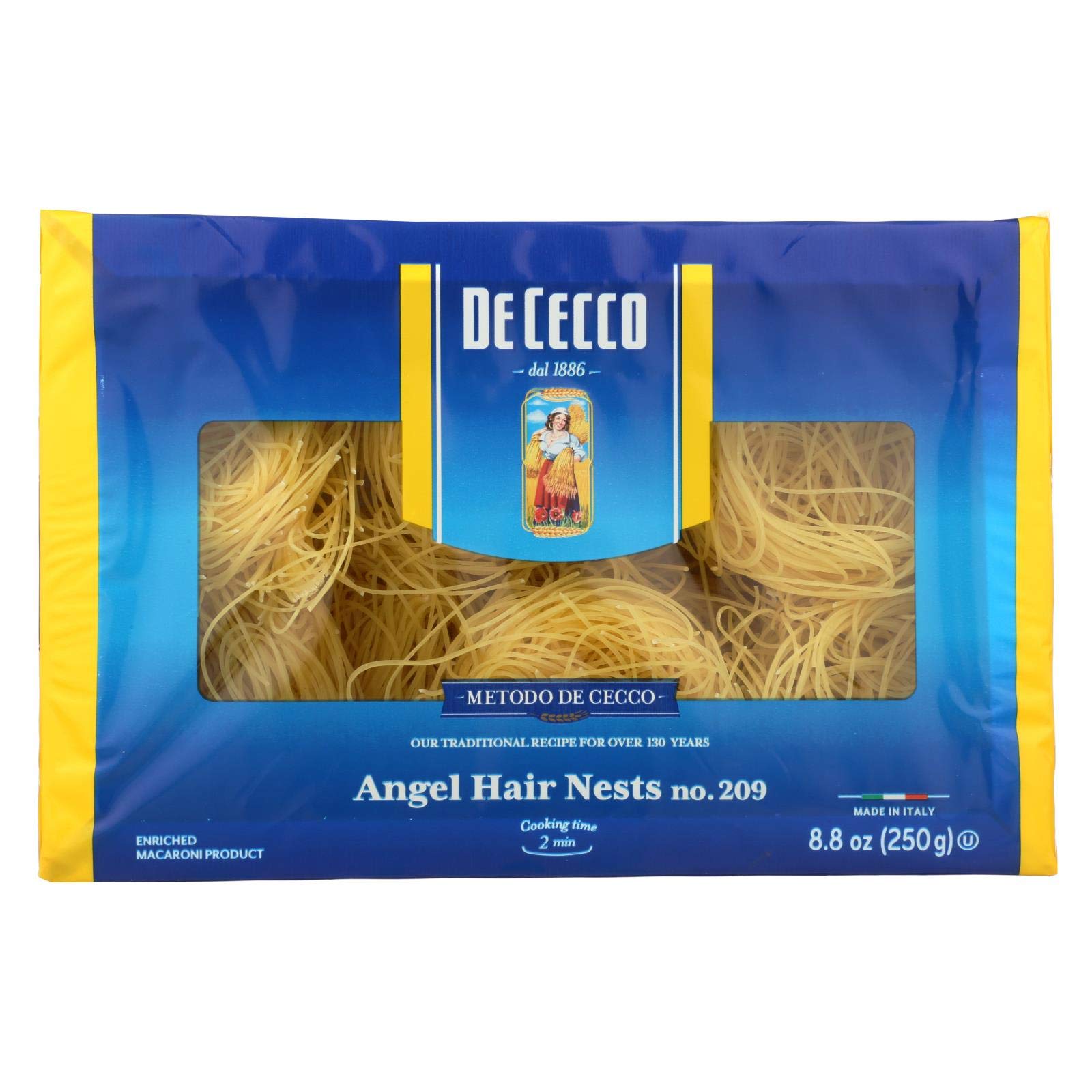 De Cecco angel hair nests pasta ready to cook, delicate bite and sauce-friendly texture