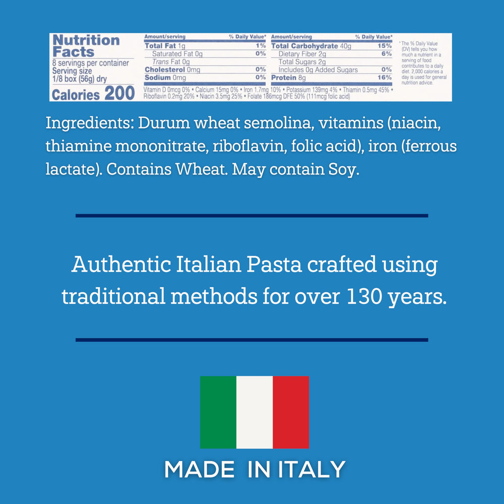 De Cecco bronze-drawn surface helps sauces cling for richer flavor.