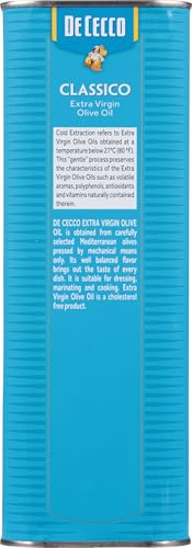 De Cecco Classico olive oil closeup label showing premium quality.