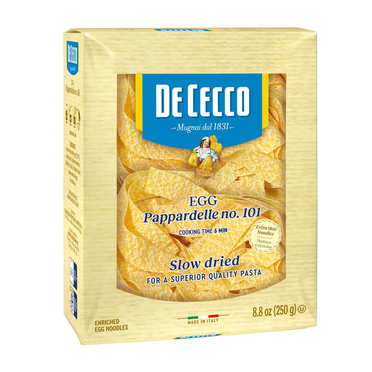 De Cecco Egg Pappardelle No. 101 pasta pack ready for bold sauces.