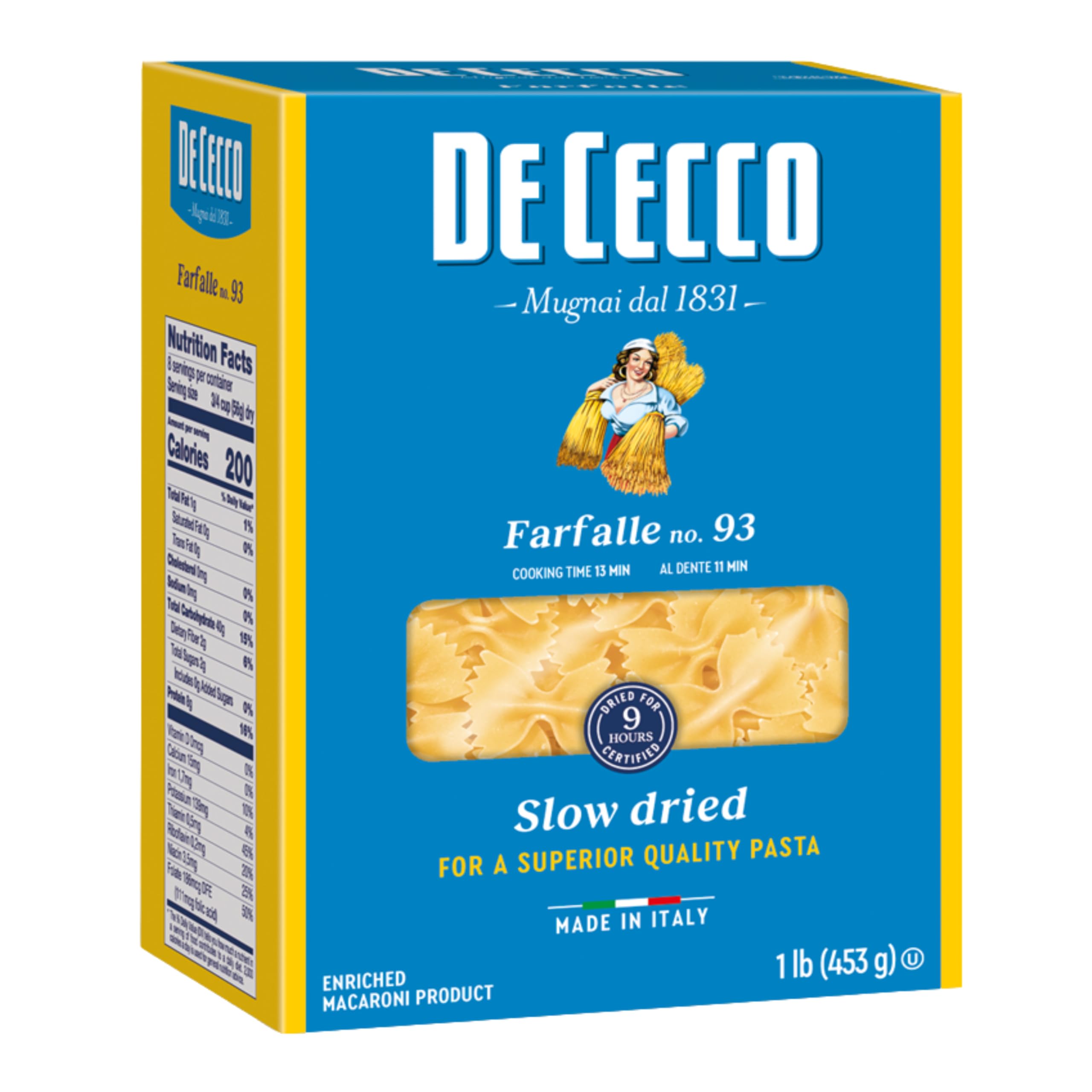 De Cecco Farfalle No 93 bow-tie shape ideal for light tomato sauces.