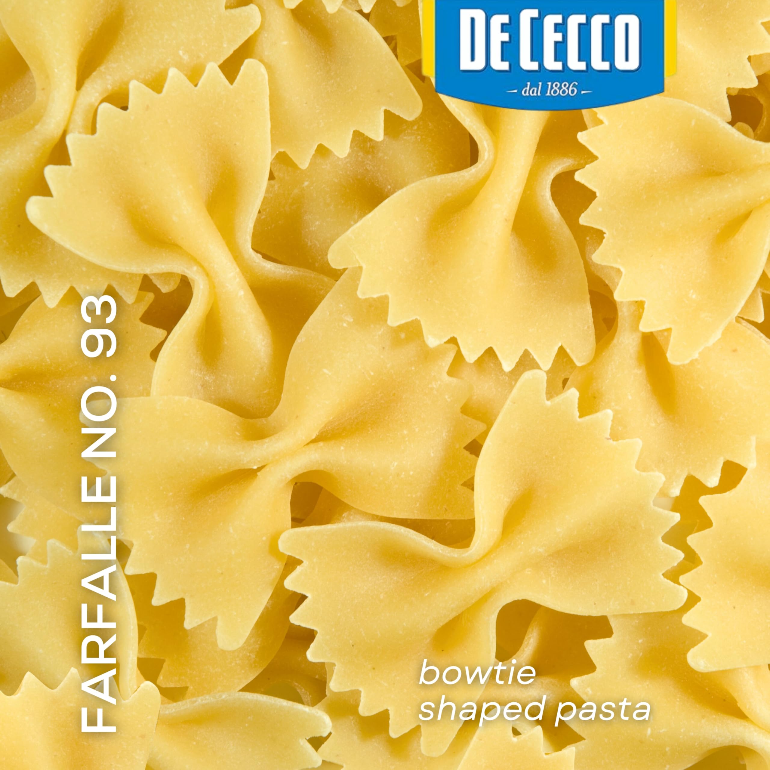 De Cecco Farfalle No 93 durum-wheat quality delivers a firm bite.