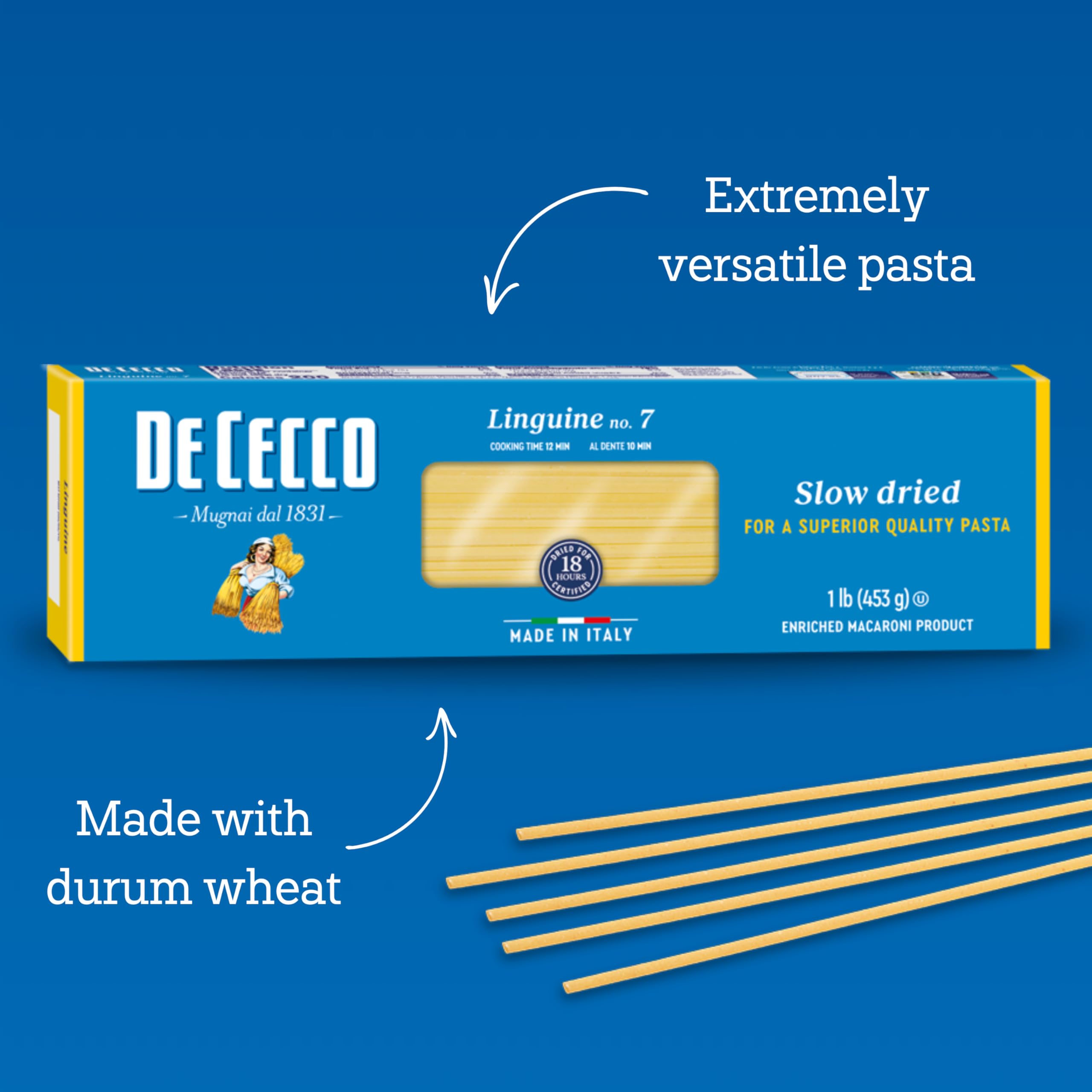 De Cecco linguine al dente serving with butter and sage.