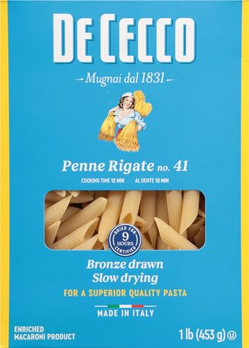 De Cecco Penne Rigate No.41 rough surface captures sauce for richer bites.