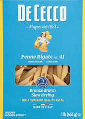 De Cecco Penne Rigate No.41 rough surface captures sauce for richer bites.