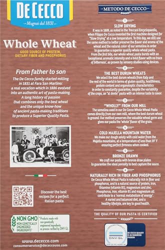 De Cecco Penne Rigate Whole Wheat with sauce, holds flavor and texture well.