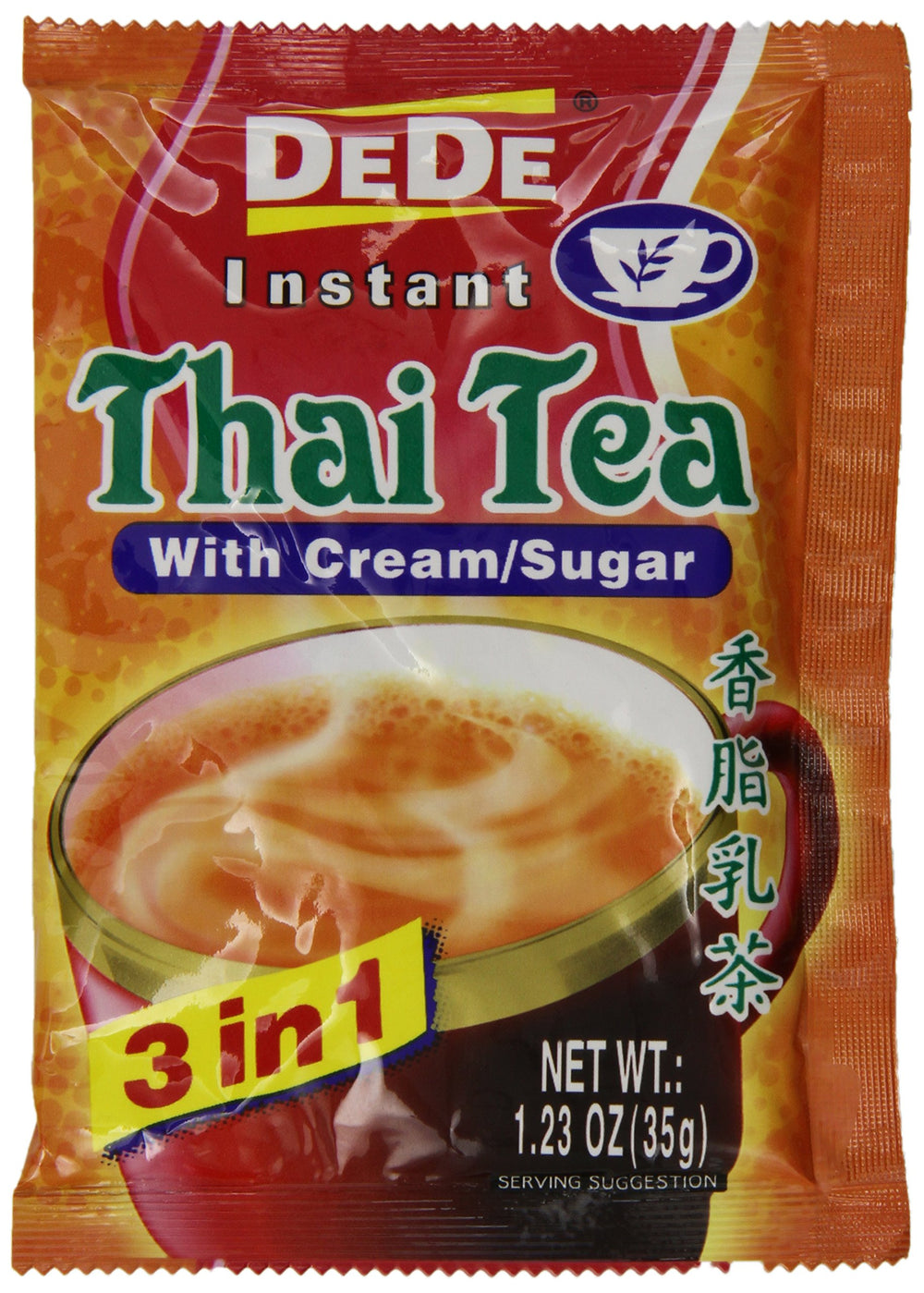 De De Thai Tea cream-sugar packets for quick, creamy instant tea.