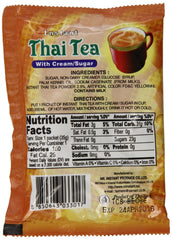 De De Thai Tea hot tea cup shows creamy instant tea ready with hot water.