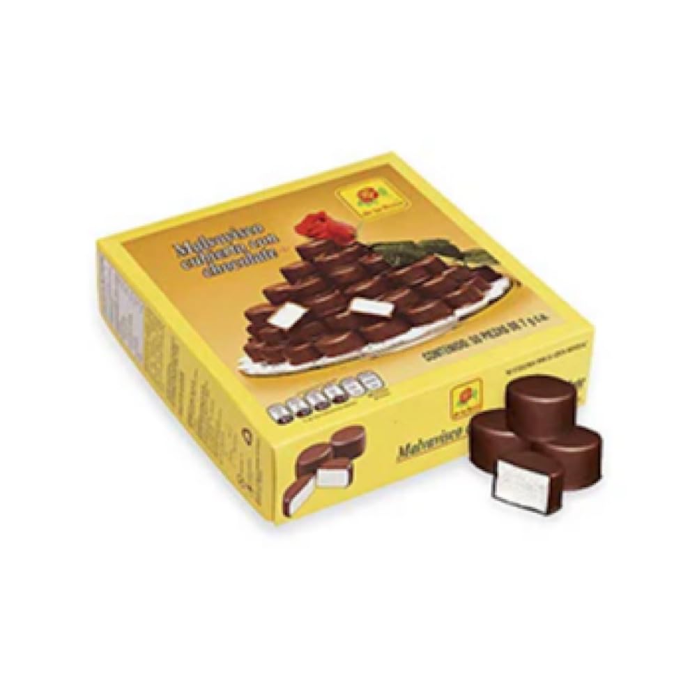 De La Rosa chocolate covered marshmallows box image, 50 pieces, ideal for gifting and sharing.