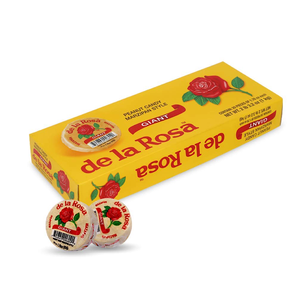 De la Rosa mazapan giant packaging showcases family-size shareable treat.