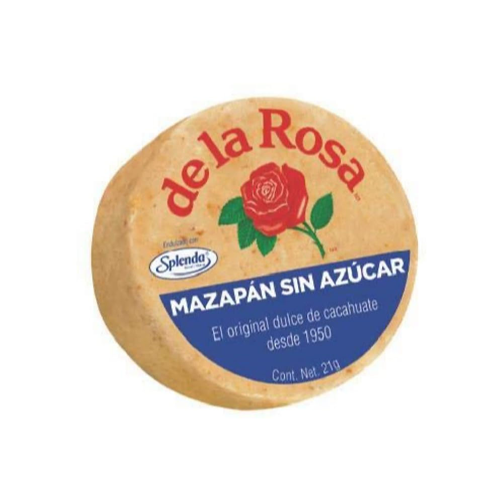De la Rosa Mazapan Sugar Free Peanut Candy showcased; compact pack for on-the-go enjoyment.