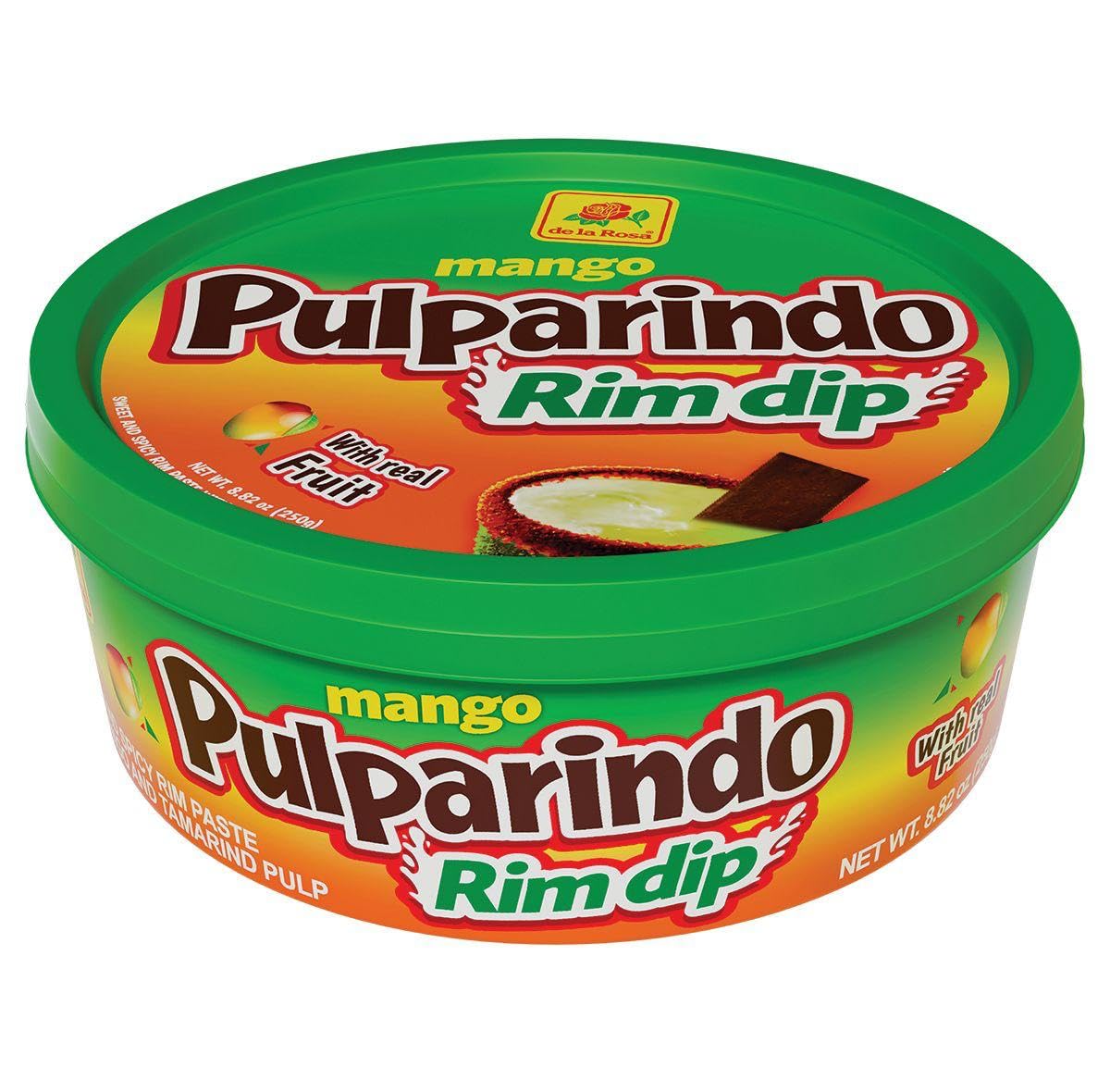 De La Rosa Pulparindo Rim Dip Paste in a jar, enhances cocktails with real fruit flavor.