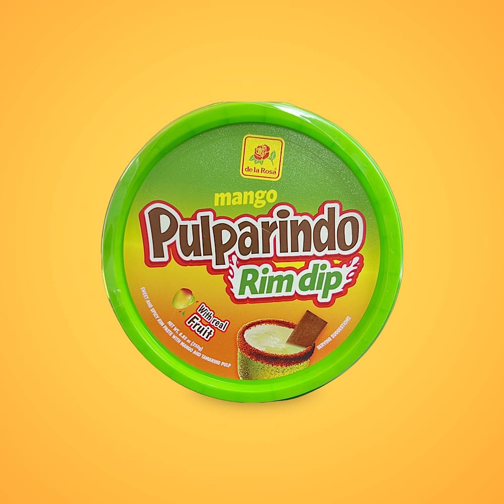 De La Rosa Rim Dip on a glass rim, elevates margaritas and micheladas with authentic heat.