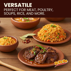 De Mi Pais pork dish colored by annatto paste, showcasing warm, earthy richness.