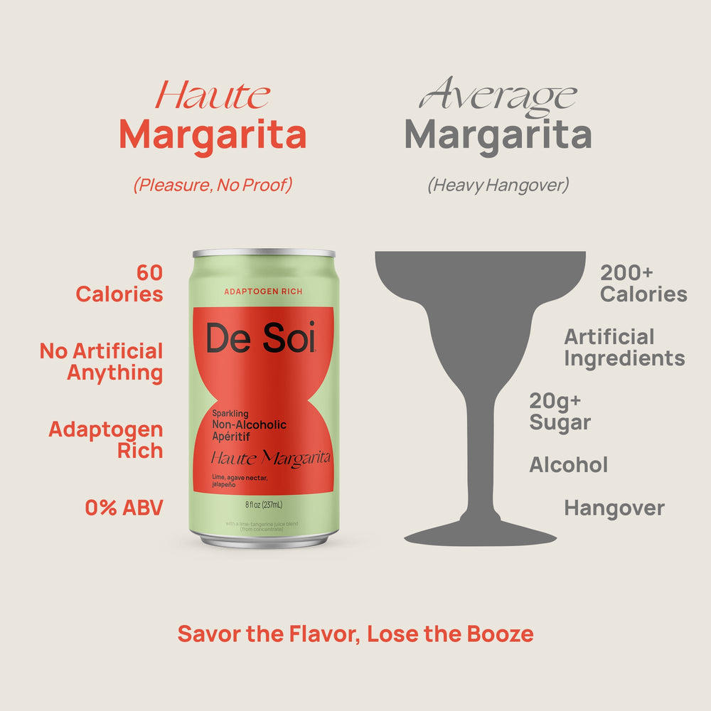 De Soi Haute Margarita fizz closeup, sparkling non-alcoholic drink without alcohol.