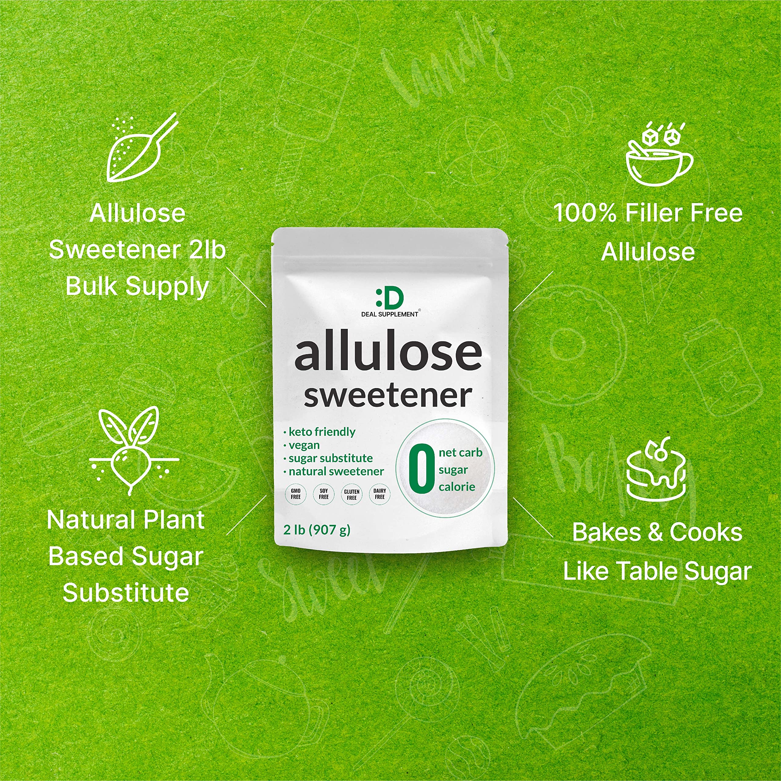 Deal Supplement Allulose tea and smoothies sweetens drinks without sugar crash.
