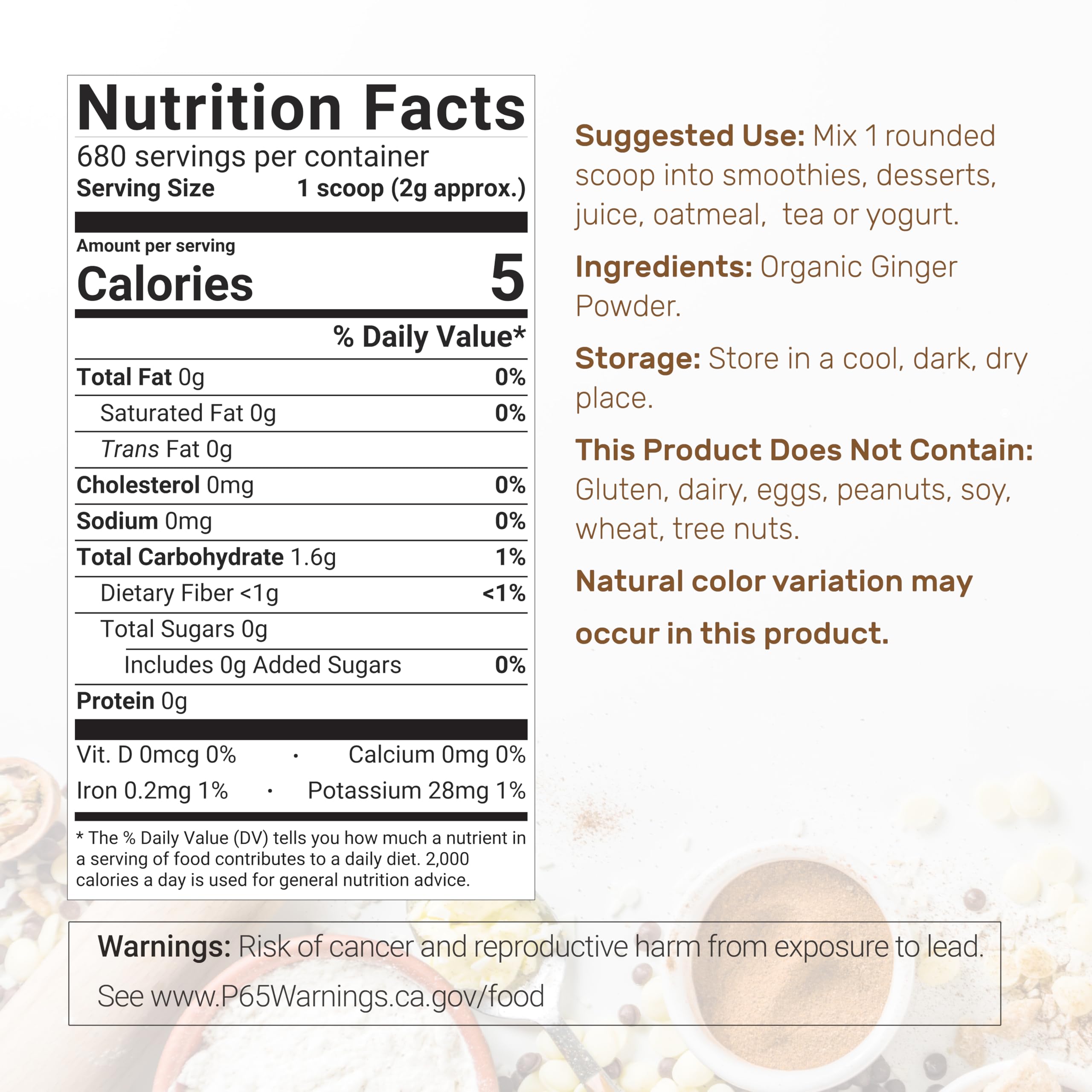 DEAL SUPPLEMENT fine-ground ginger powder close-up for smooth mixing and rich aroma.